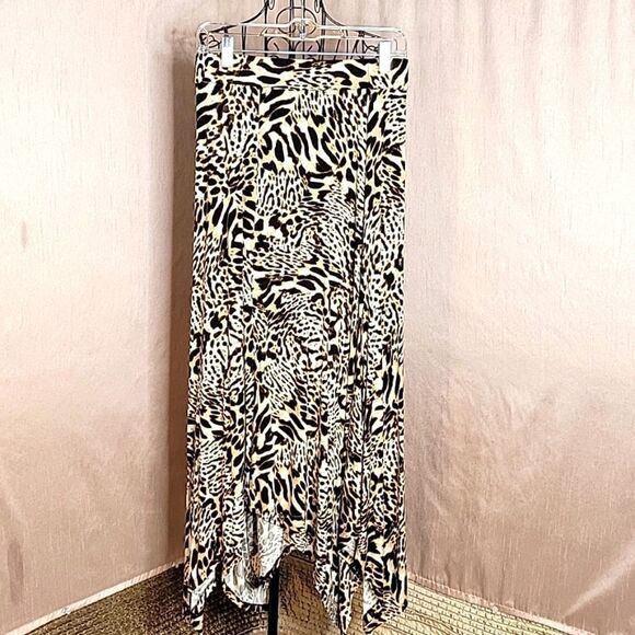 CALVIN KLEIN Animal Print Asymmetrical Maxi‎ Skirt Small - Picture 1 of 6